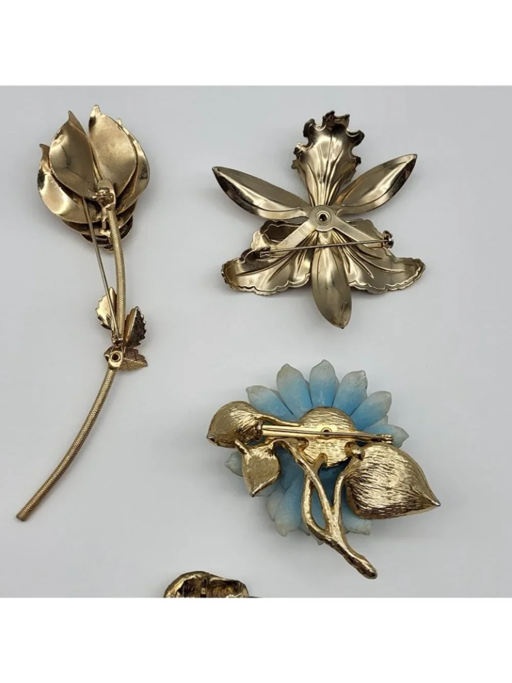 Vintage Flower Brooch pin lot Beaded Enamel rhinestone Estate Collection